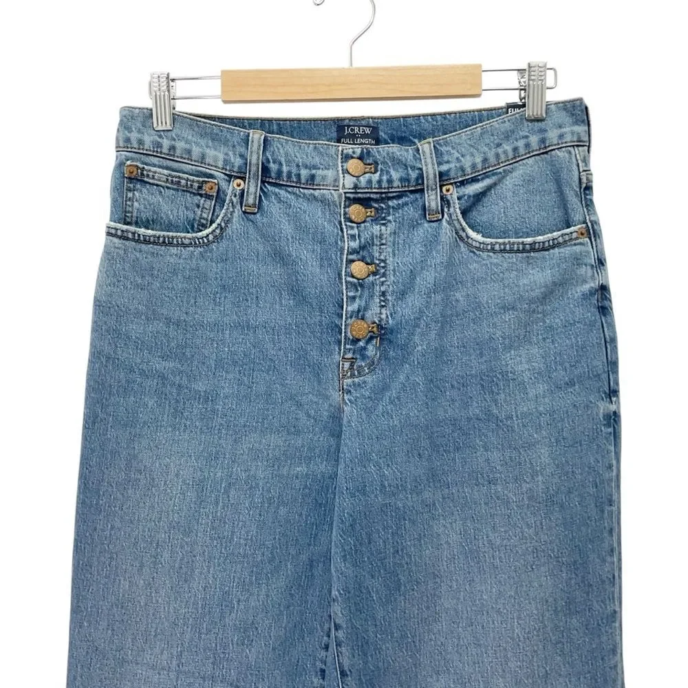 NWT J. Crew Full Length Wide-Leg Jeans Womens Size 30 Button Fly All-Day Stretch
